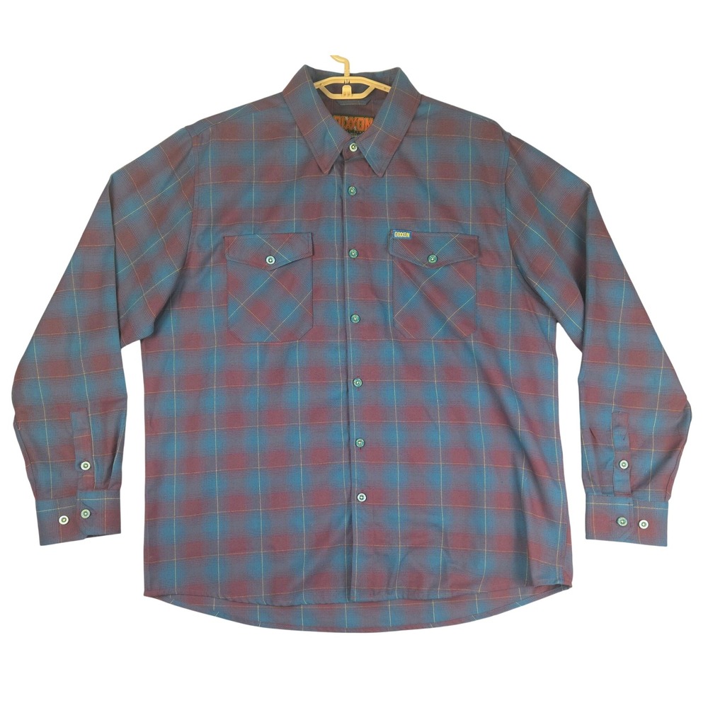 Dixxon Flannel Co The Quack Plaid Shirt Mens 2X Teal Maroon D-Tech Button Down